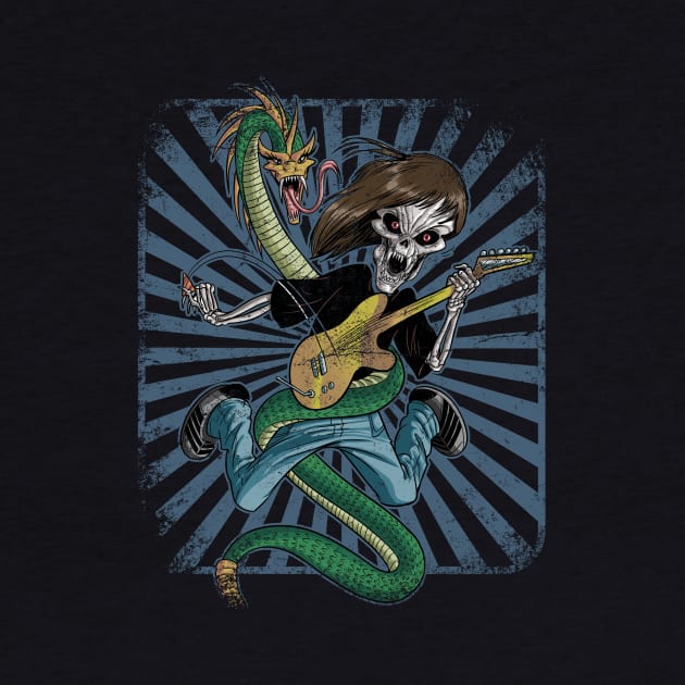 Skeleton Guitarist with Snake by MetalJesusRocks